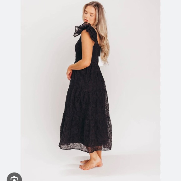 Worth Collective flutter sleeve black midi dress. NWT. - Picture 3 of 5